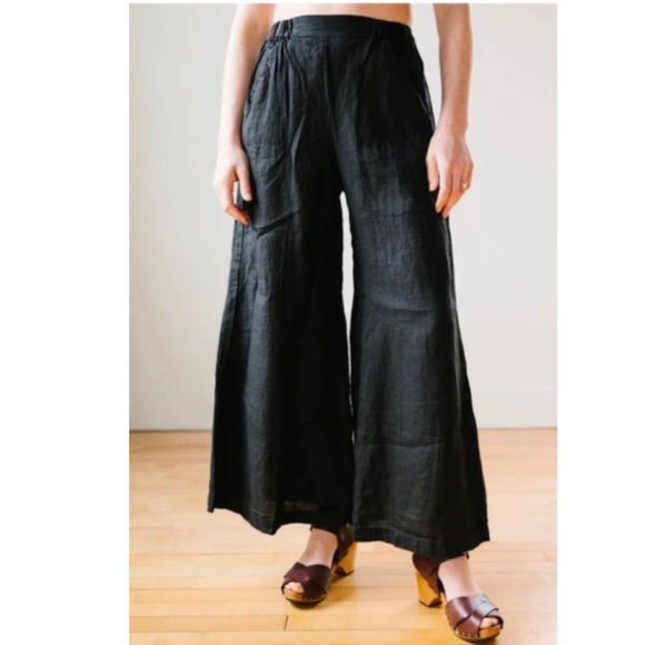 CP Shapes Wendy Linen Black Wide Leg Pants